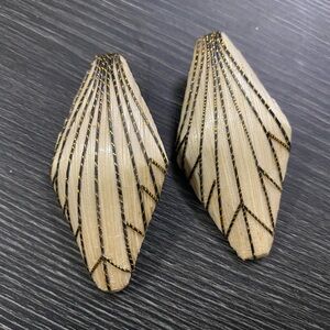 Elegant  long Cream and Gold Earrings